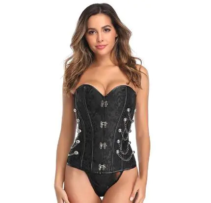 Gothic Women's Steel Bone Corset with Metal Zipper